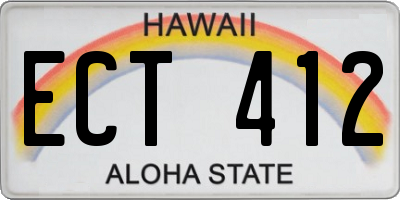 HI license plate ECT412