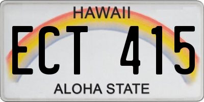 HI license plate ECT415