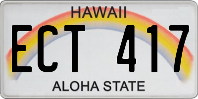 HI license plate ECT417