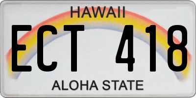 HI license plate ECT418