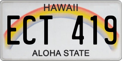 HI license plate ECT419