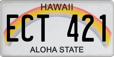 HI license plate ECT421