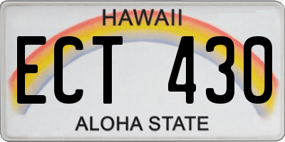 HI license plate ECT430