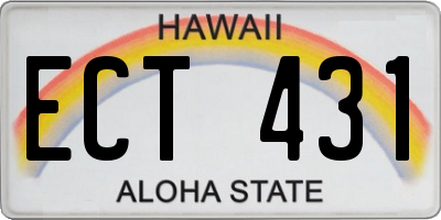 HI license plate ECT431