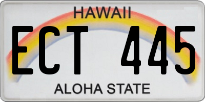 HI license plate ECT445