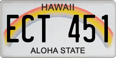 HI license plate ECT451