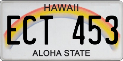 HI license plate ECT453