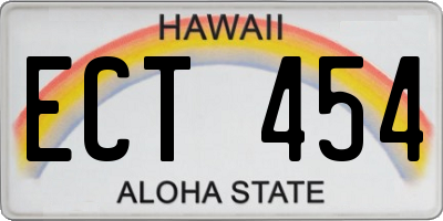 HI license plate ECT454