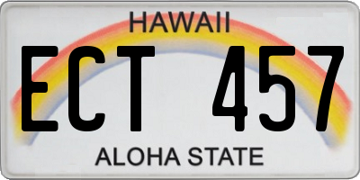 HI license plate ECT457