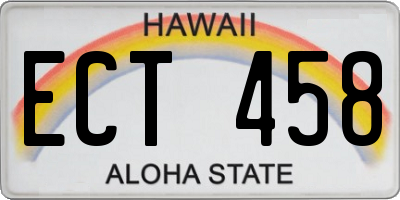 HI license plate ECT458