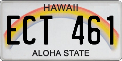 HI license plate ECT461
