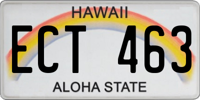 HI license plate ECT463