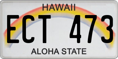 HI license plate ECT473