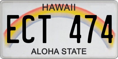 HI license plate ECT474