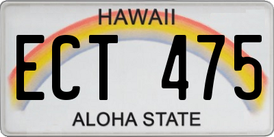 HI license plate ECT475