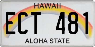 HI license plate ECT481