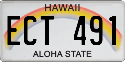 HI license plate ECT491
