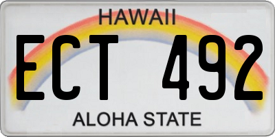 HI license plate ECT492