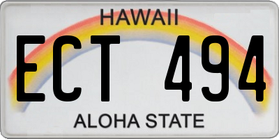 HI license plate ECT494