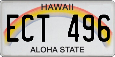 HI license plate ECT496