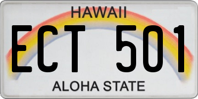 HI license plate ECT501