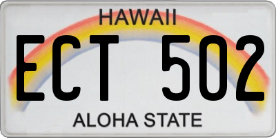 HI license plate ECT502