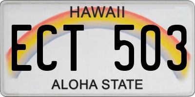 HI license plate ECT503