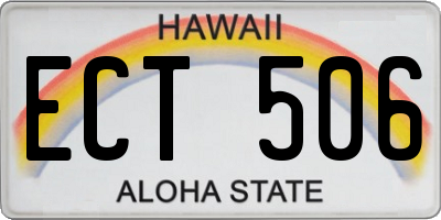 HI license plate ECT506