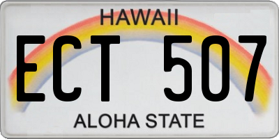 HI license plate ECT507