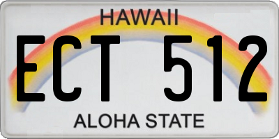 HI license plate ECT512
