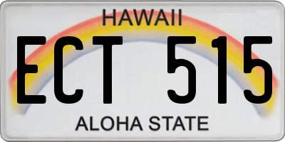 HI license plate ECT515