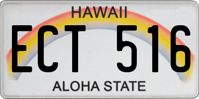 HI license plate ECT516