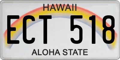 HI license plate ECT518