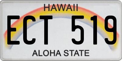 HI license plate ECT519