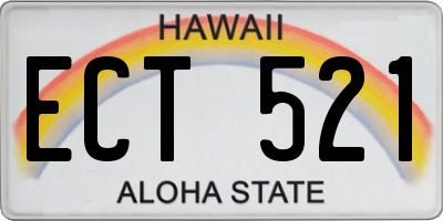 HI license plate ECT521