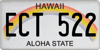 HI license plate ECT522