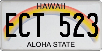 HI license plate ECT523