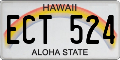 HI license plate ECT524
