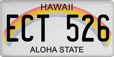 HI license plate ECT526