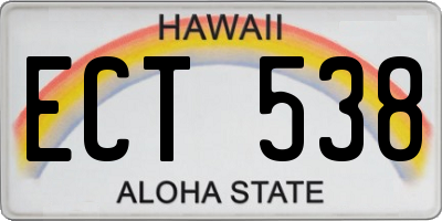 HI license plate ECT538