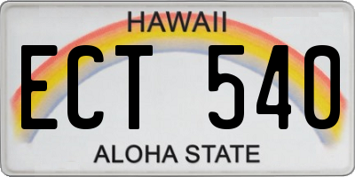 HI license plate ECT540