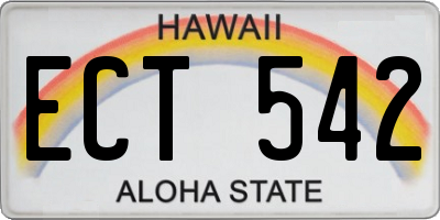 HI license plate ECT542