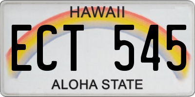 HI license plate ECT545