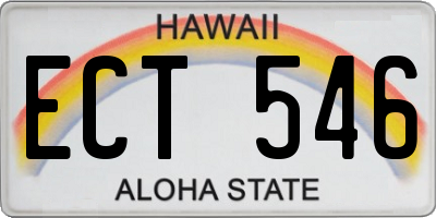 HI license plate ECT546