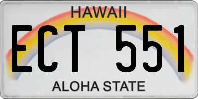 HI license plate ECT551