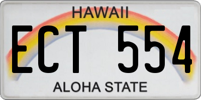HI license plate ECT554