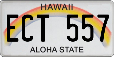 HI license plate ECT557