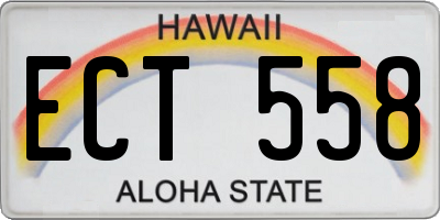 HI license plate ECT558