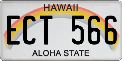 HI license plate ECT566