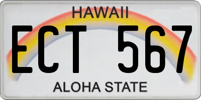 HI license plate ECT567